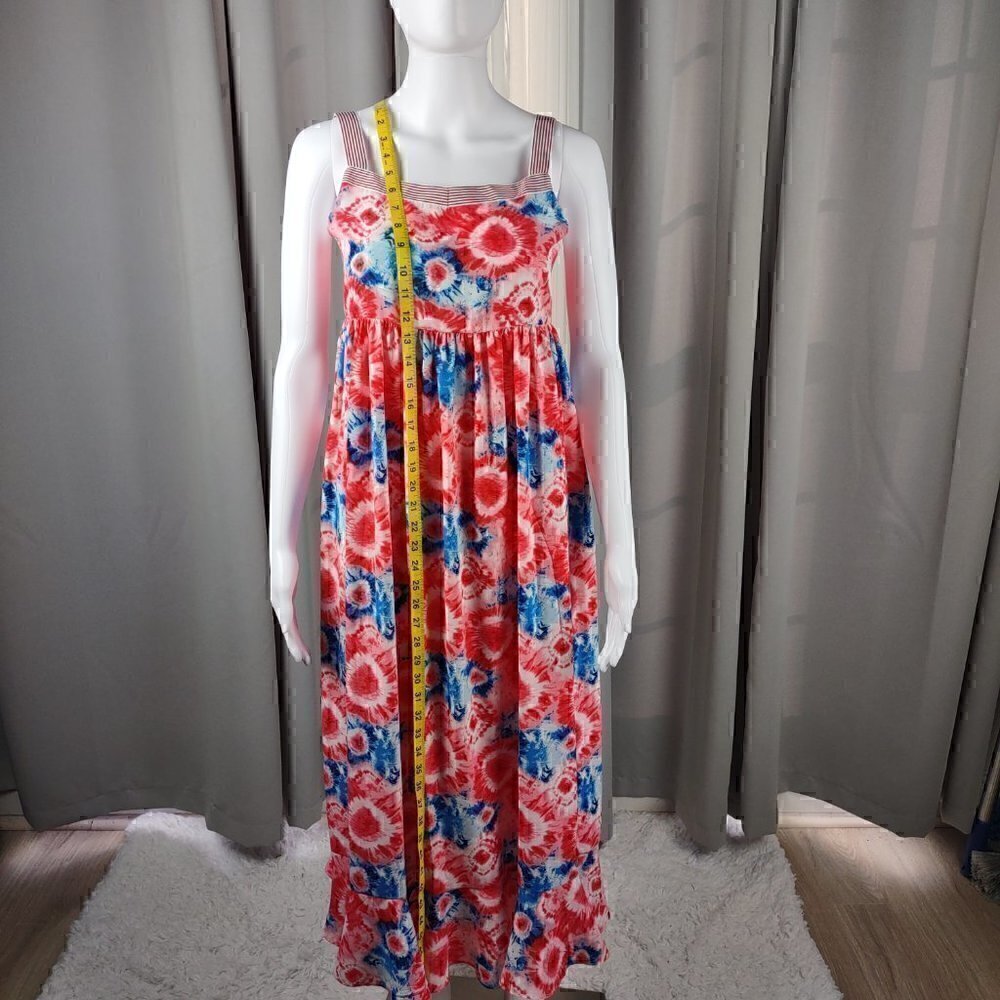Bonnie Jean Red, White, Blue, Tie Dye Sunflower Dress Size 14 (NWT) - Picture 5 of 11